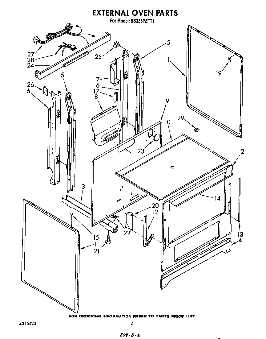 Whirlpool SS333PETT1 external oven diagram
