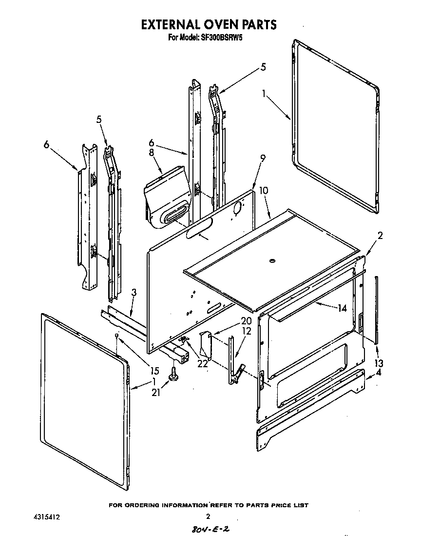 Whirlpool SF300BSRW5 external oven diagram