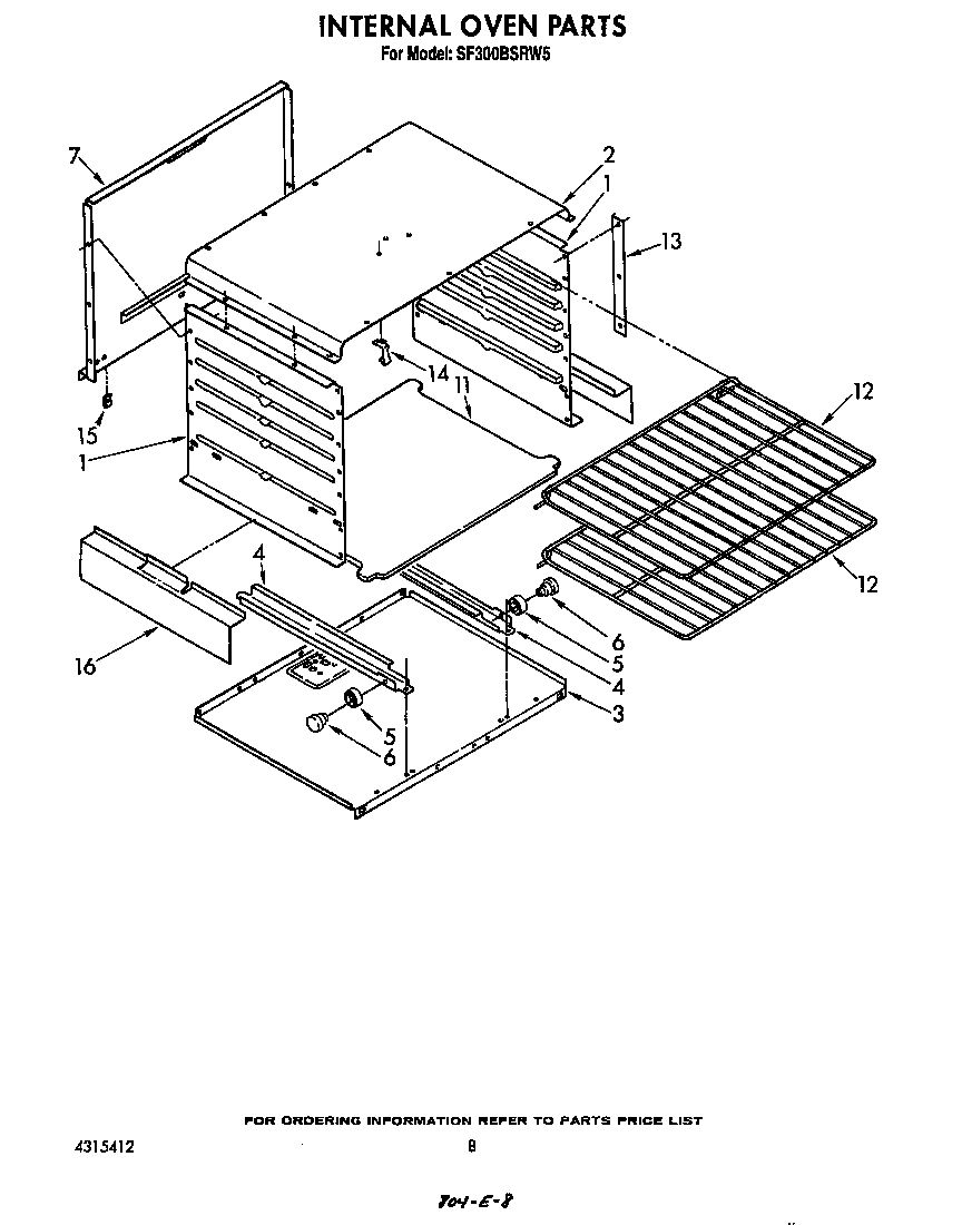 Whirlpool SF300BSRW5 internal oven diagram