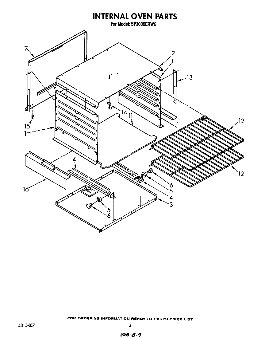 Whirlpool SF3000ERW5 internal oven diagram