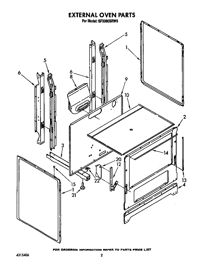 Whirlpool SF3000SRW5 external oven diagram