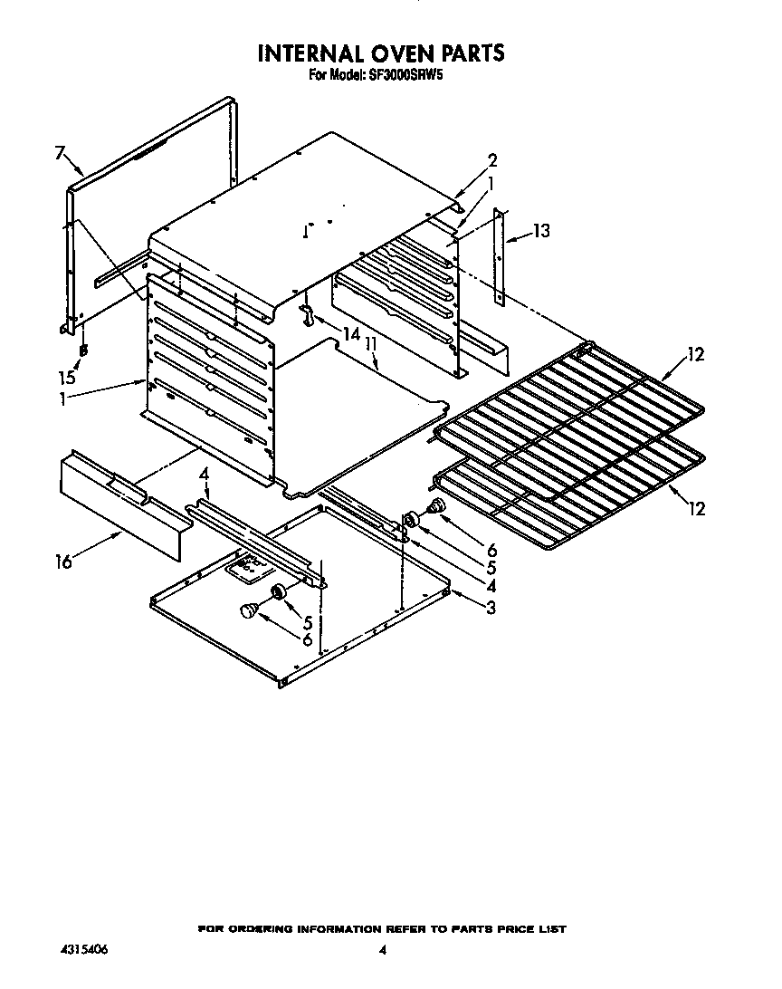 Whirlpool SF3000SRW5 internal oven diagram