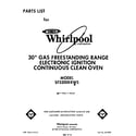 Whirlpool SF3300ERW5 front cover diagram