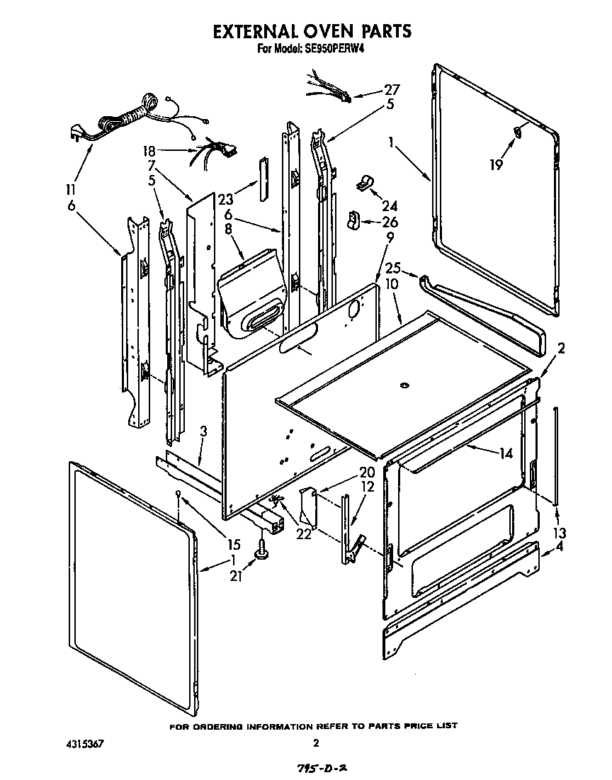 Whirlpool SE950PERW4 external oven diagram