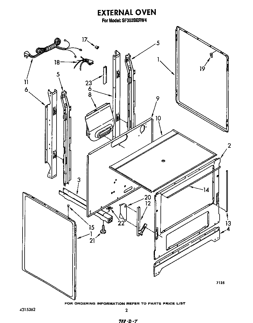 Whirlpool SF302BERW4 external oven diagram