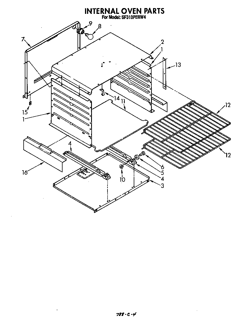 Whirlpool SF310PERW4 internal oven diagram