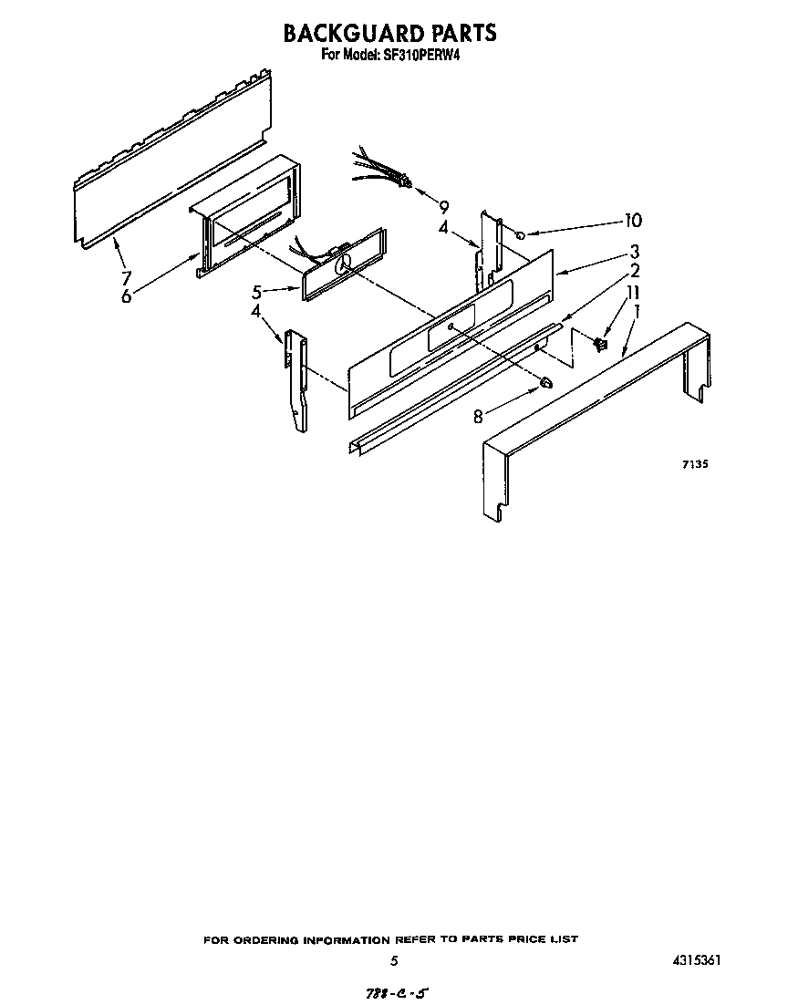 Whirlpool SF310PERW4 backguard diagram