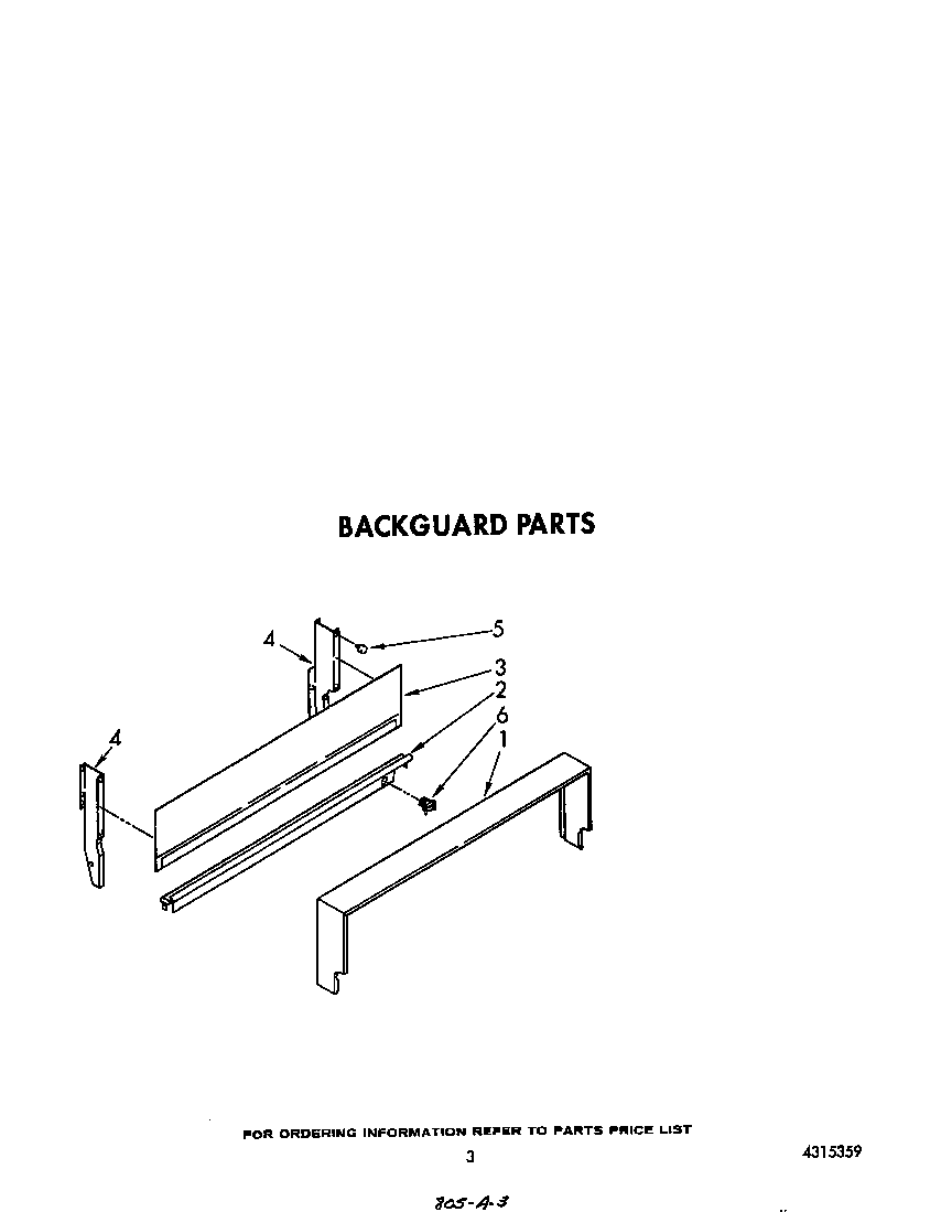 Whirlpool SF305EERW4 backguard diagram