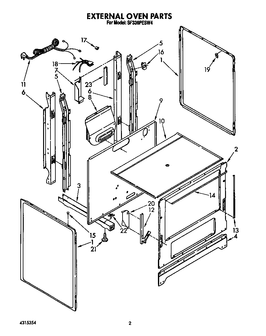 Whirlpool SF336PESW4 external oven diagram