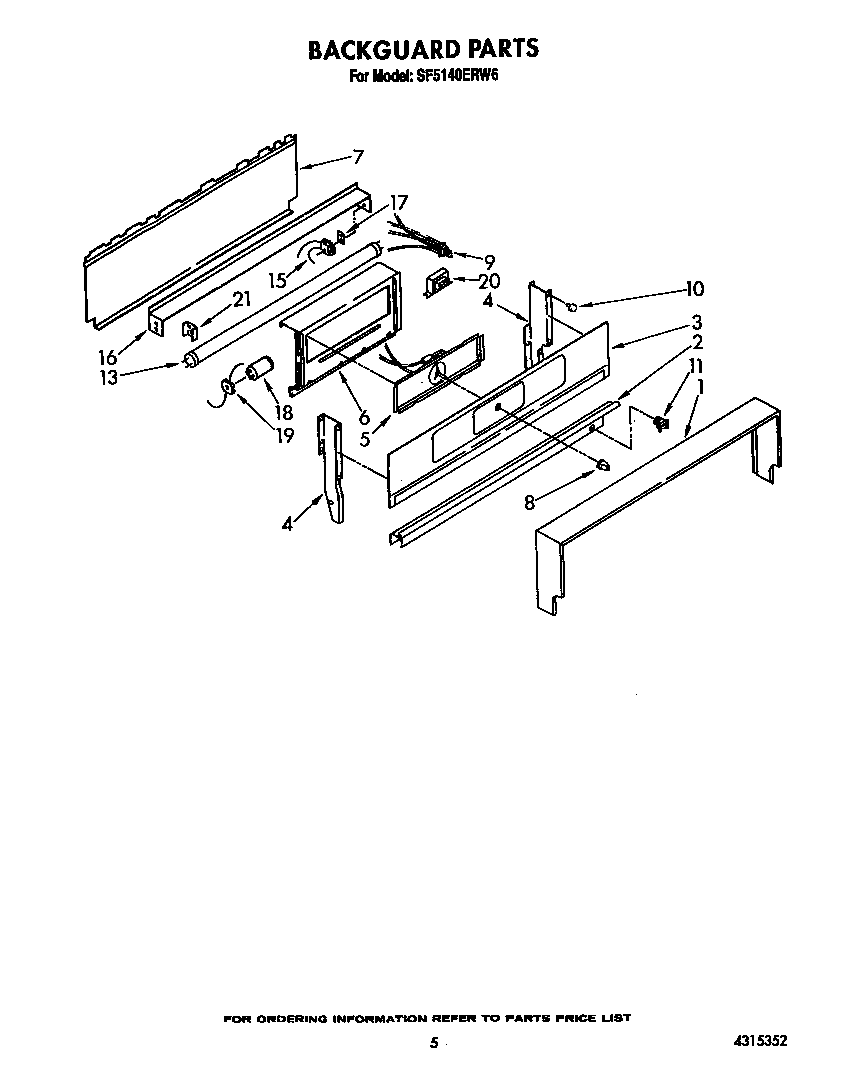 Whirlpool SF5140ERW6 backguard diagram
