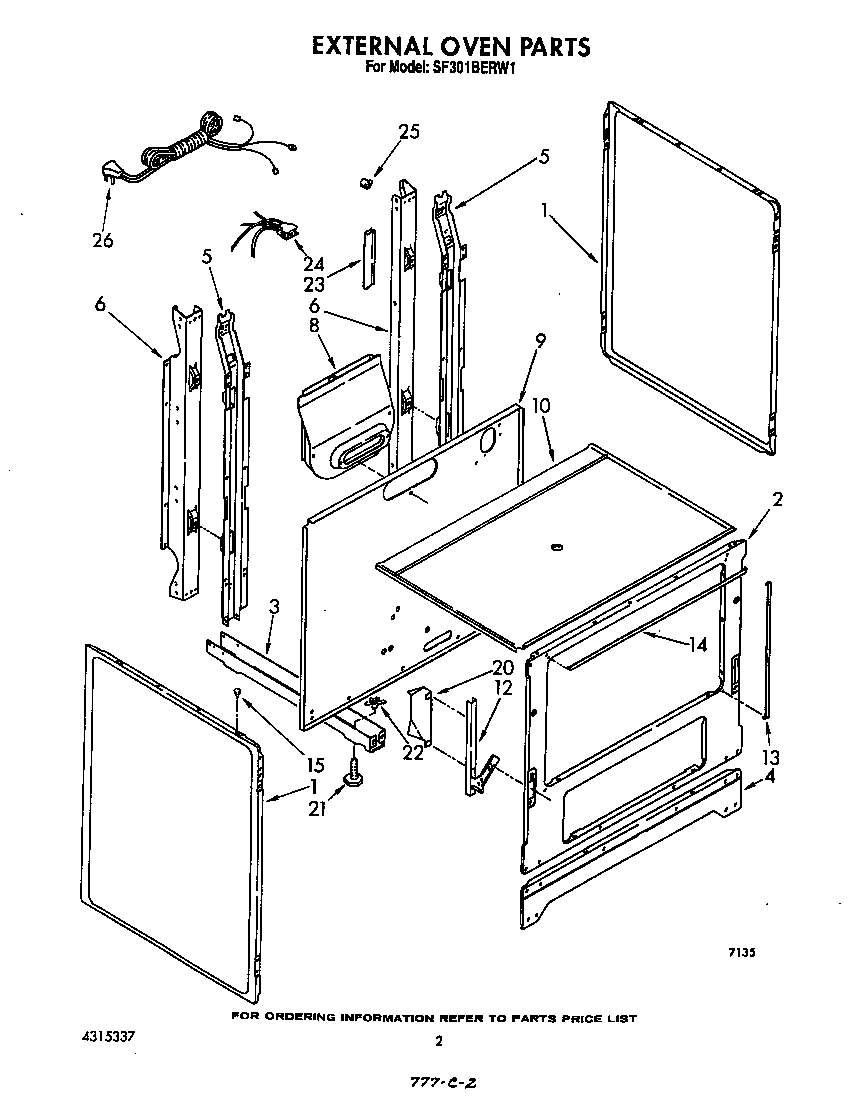 Whirlpool SF301BERW1 external oven diagram