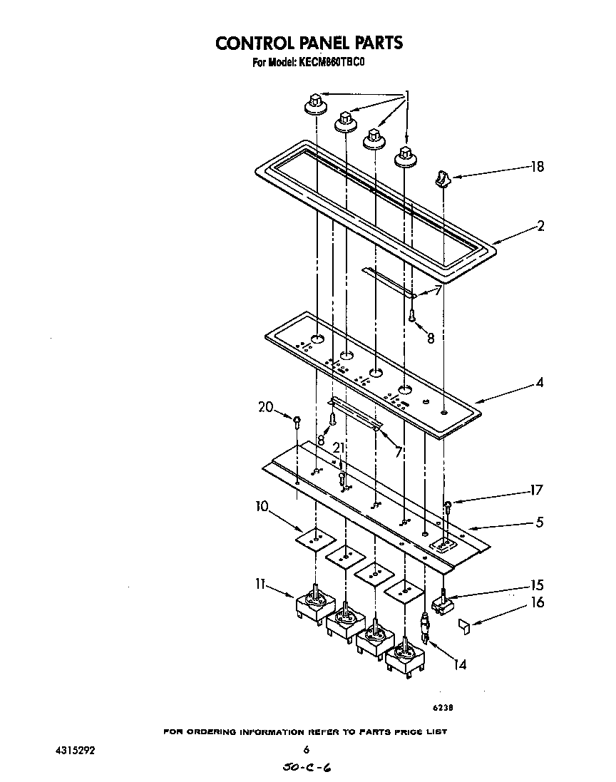 KitchenAid KECM860TBC0 control panel diagram