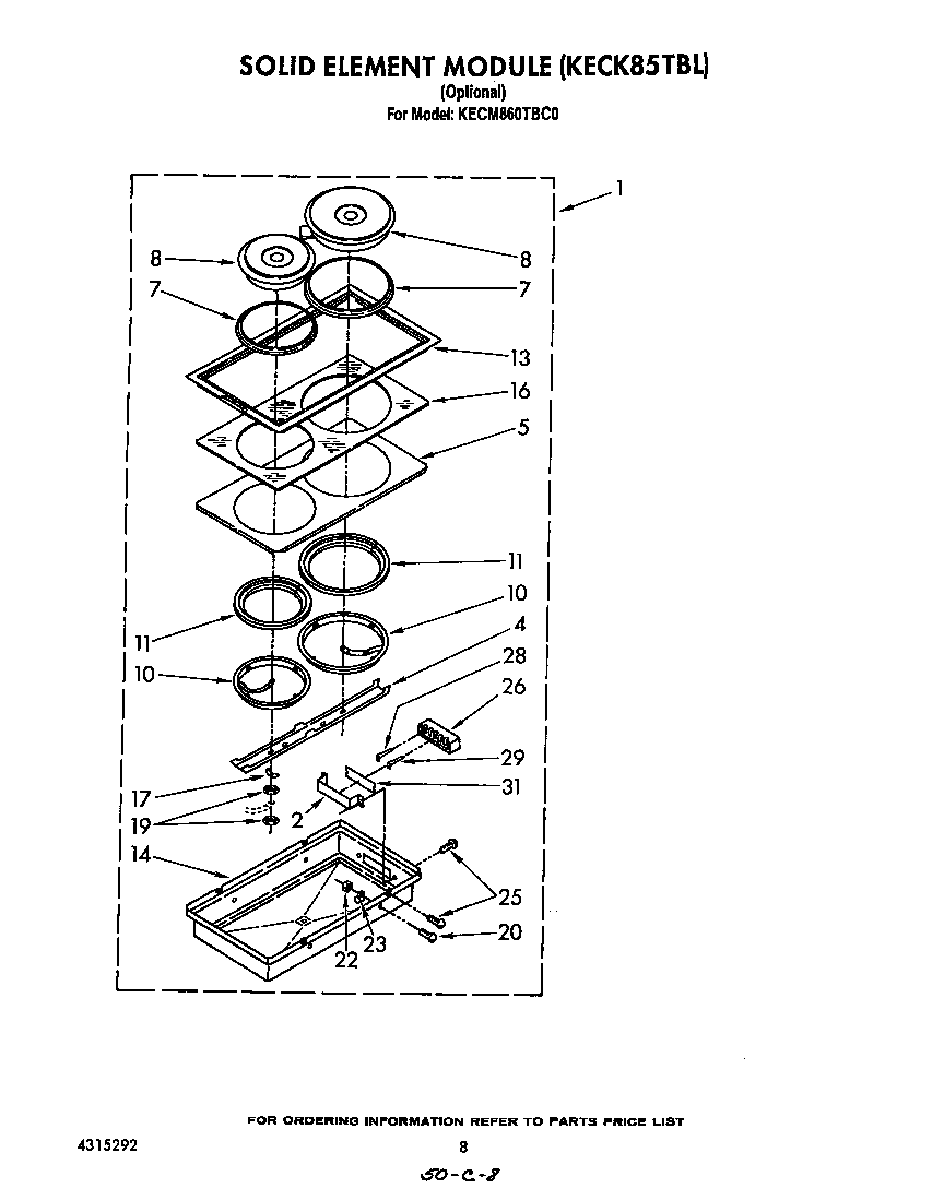 KitchenAid KECM860TBC0 solid element module diagram