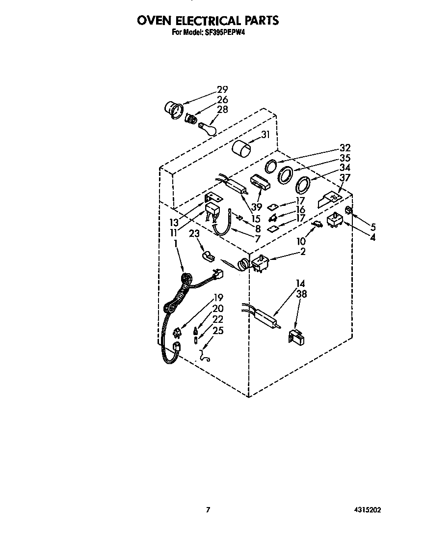 Whirlpool SF395PEPW4 oven electrical diagram