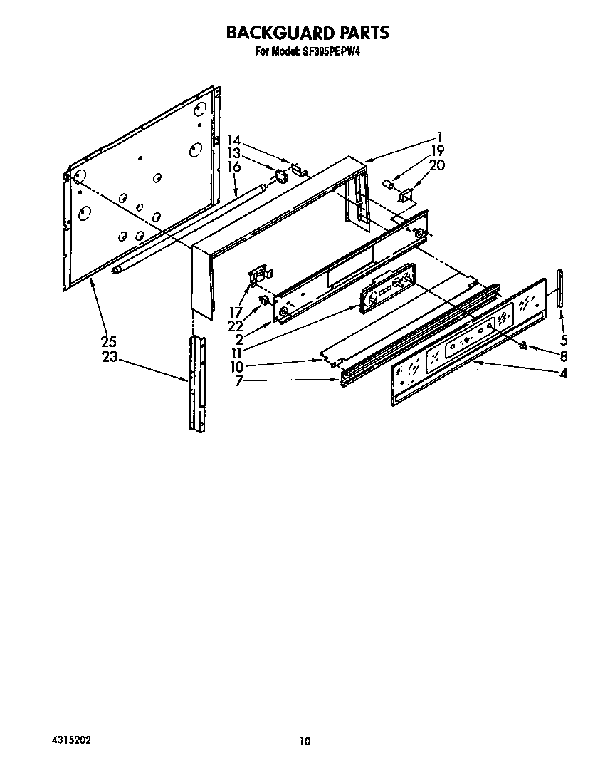 Whirlpool SF395PEPW4 backguard diagram