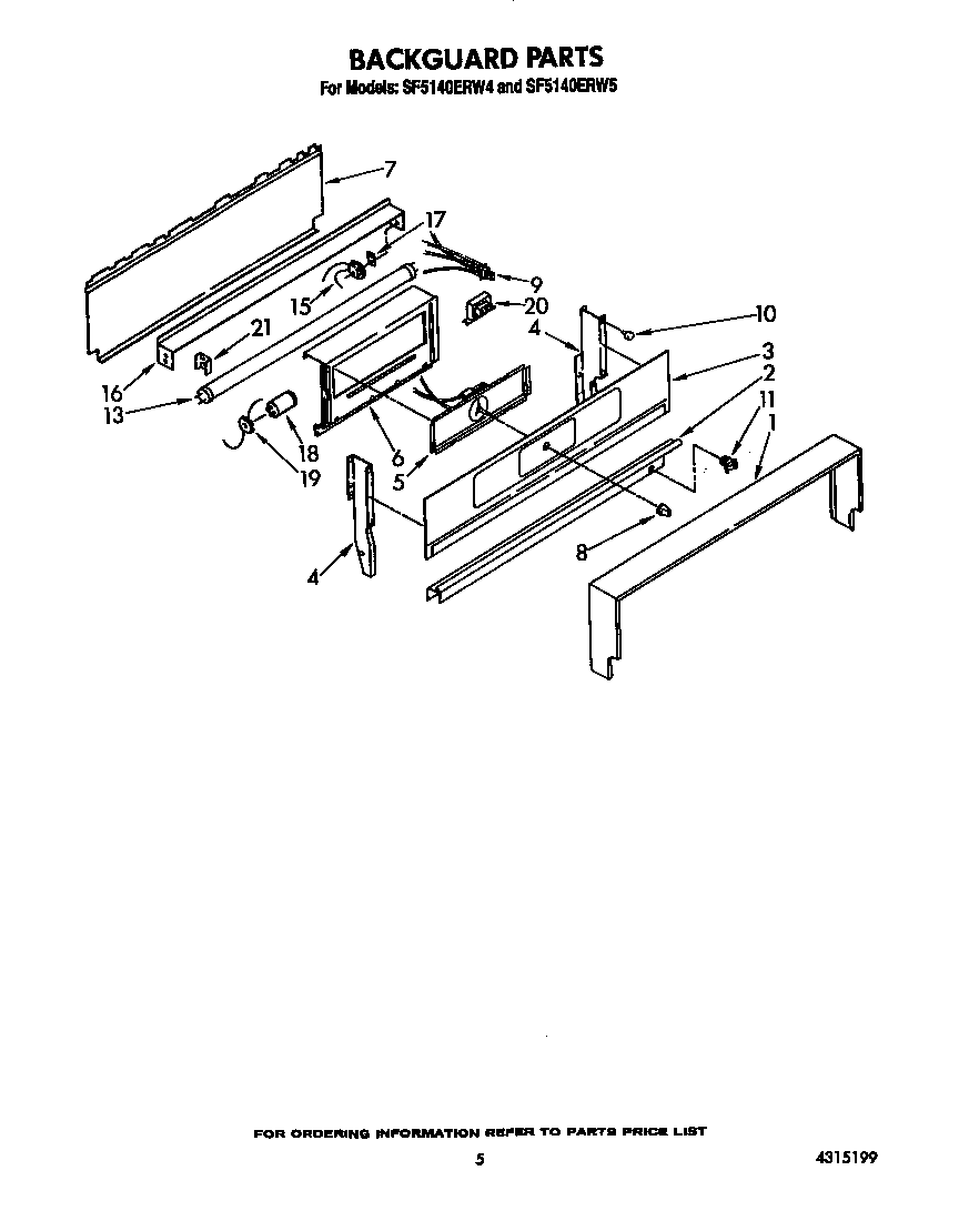 Whirlpool SF5140ERW4 backguard diagram