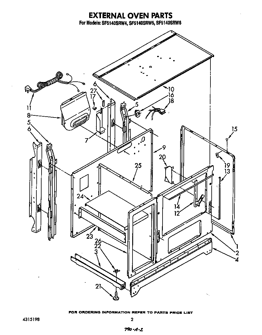 Whirlpool SF5140SRW6 external oven diagram