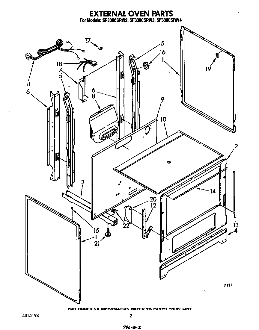 Whirlpool SF3300SRW3 external oven diagram