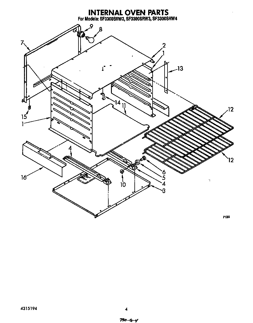 Whirlpool SF3300SRW3 internal oven diagram