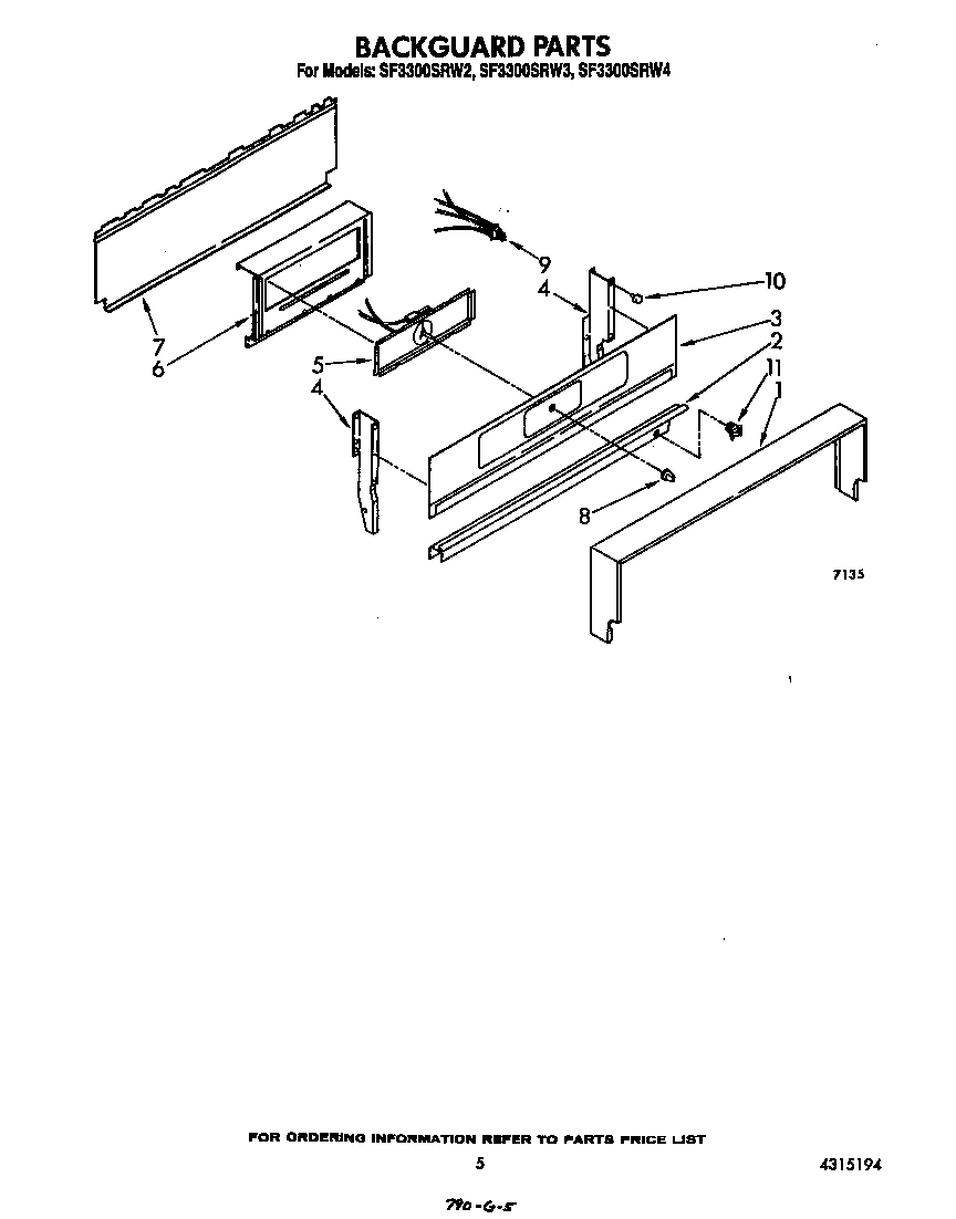 Whirlpool SF3300SRW3 backguard diagram
