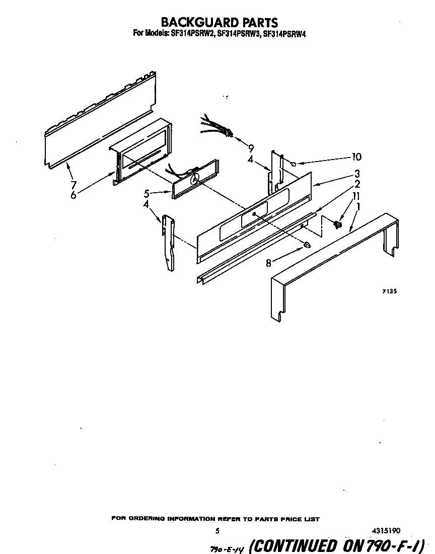 Whirlpool SF314PSRW4 backguard diagram