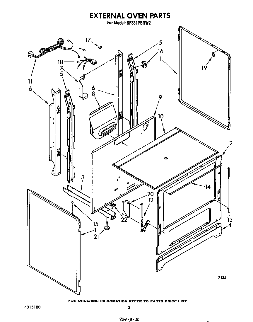 Whirlpool SF331PSRW2 external oven diagram