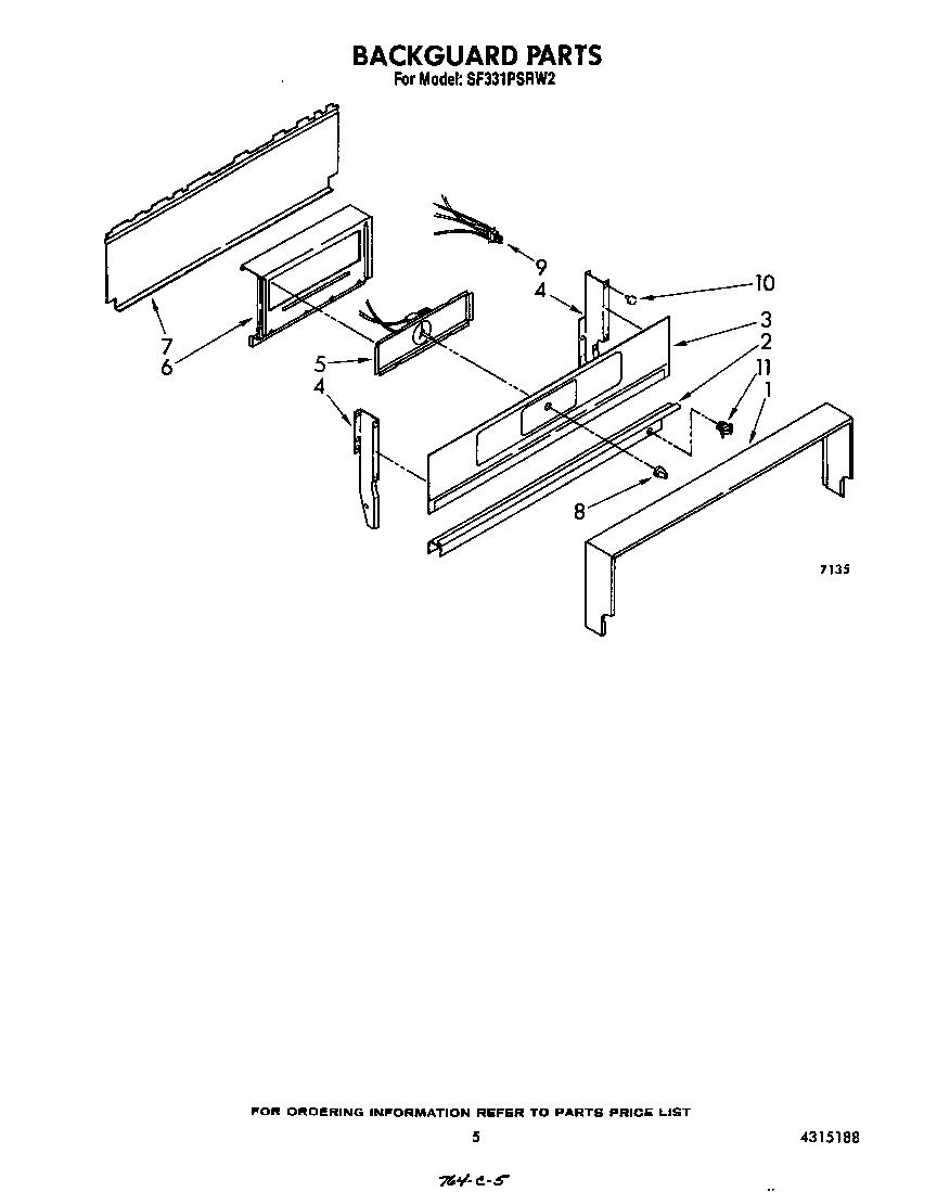 Whirlpool SF331PSRW2 backguard diagram