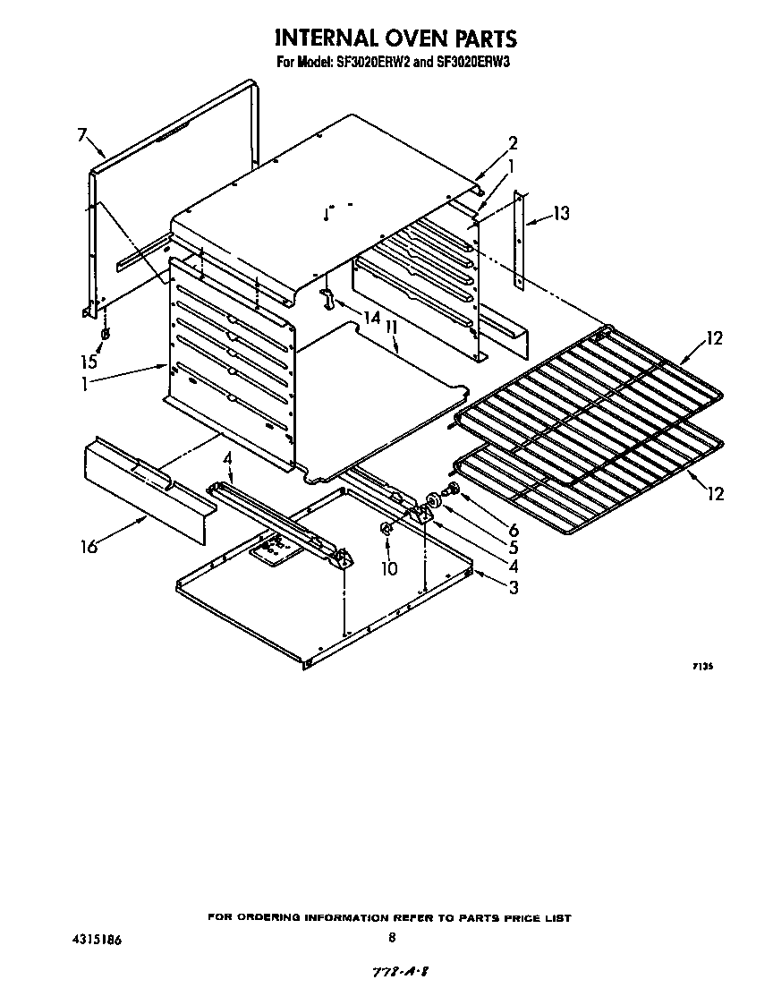 Whirlpool SF3020ERW3 internal oven diagram