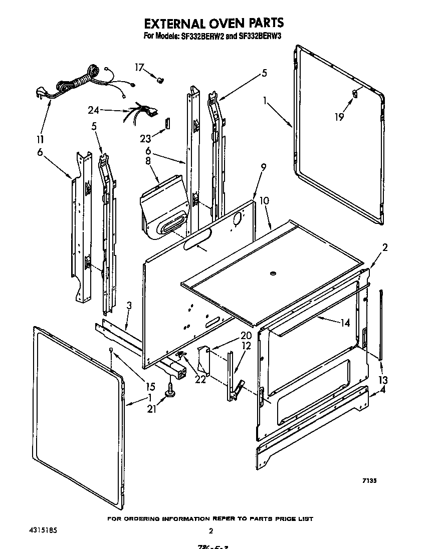 Whirlpool SF332BERW3 external oven diagram