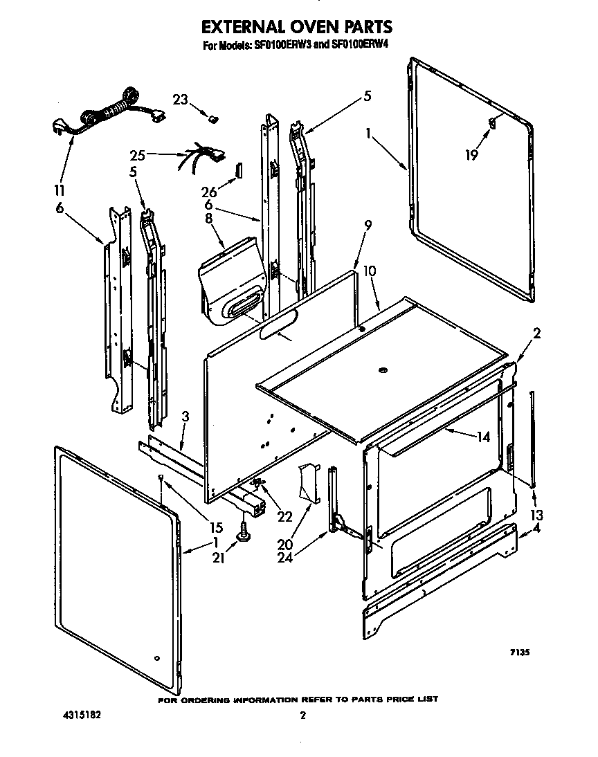 Whirlpool SF0100ERW4 external oven diagram
