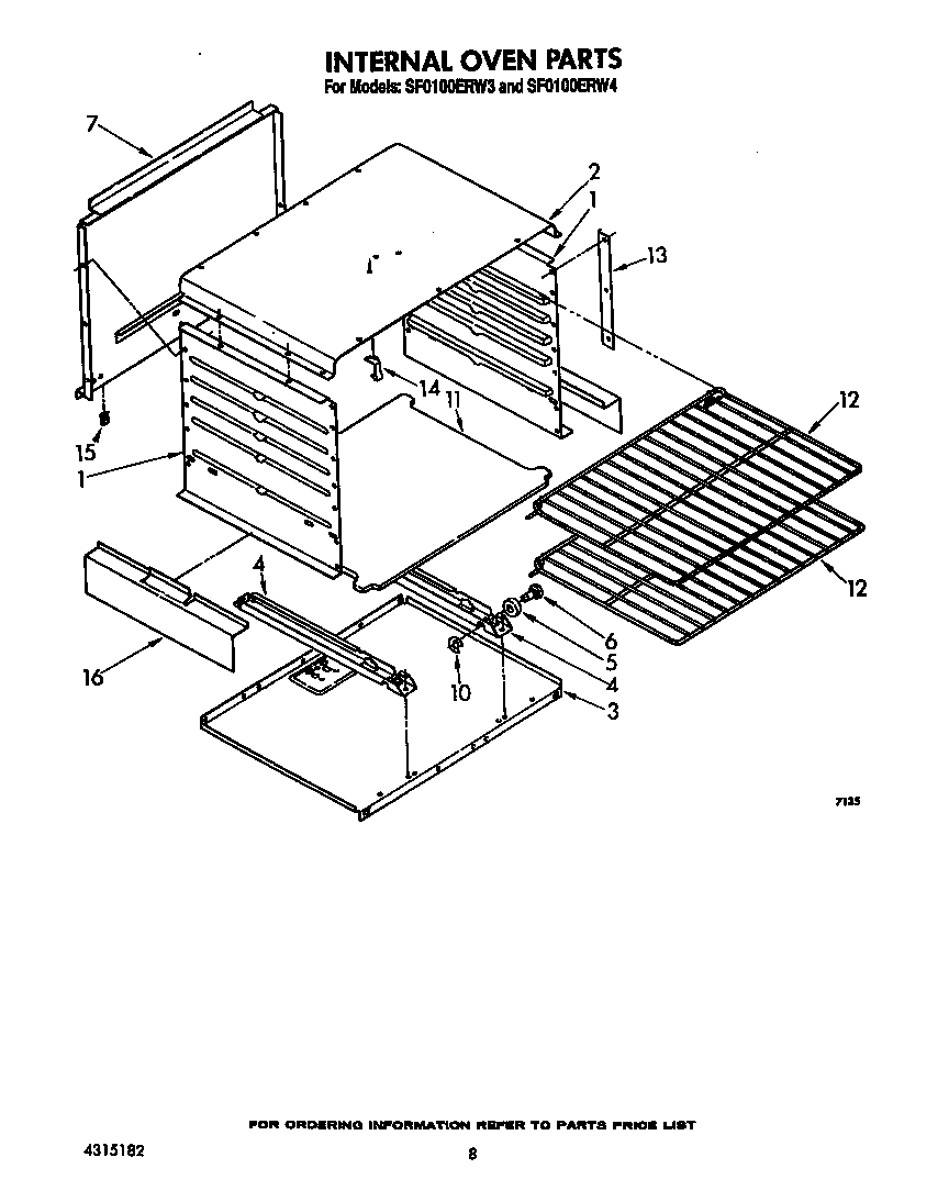 Whirlpool SF0100ERW4 internal oven diagram