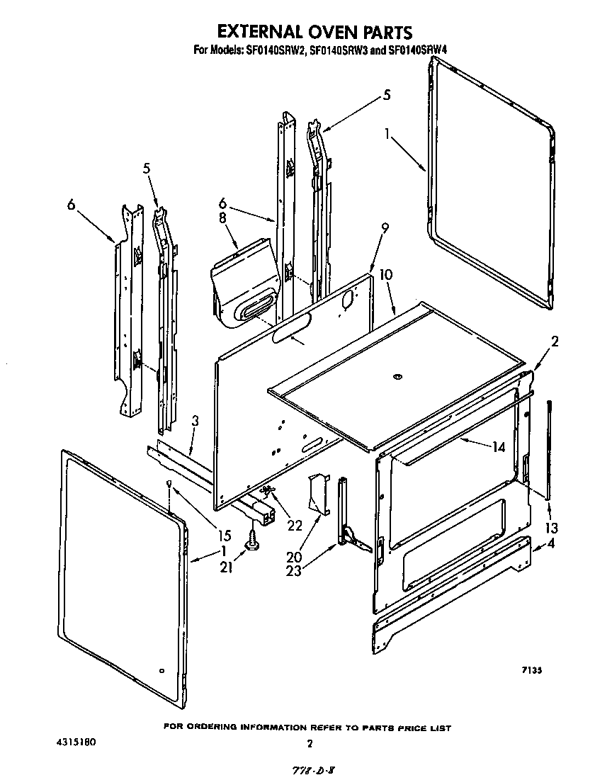 Whirlpool SF0140SRW2 external oven diagram
