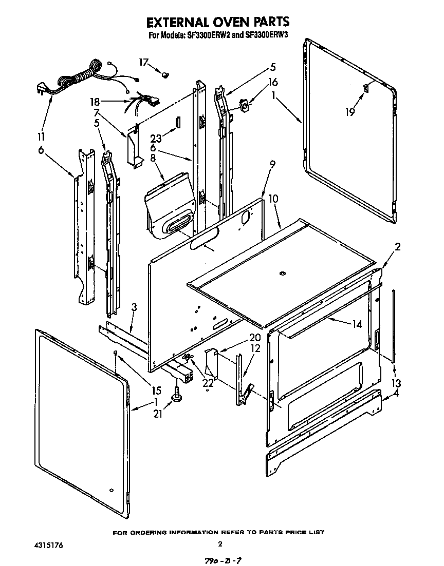 Whirlpool SF3300ERW3 external oven diagram