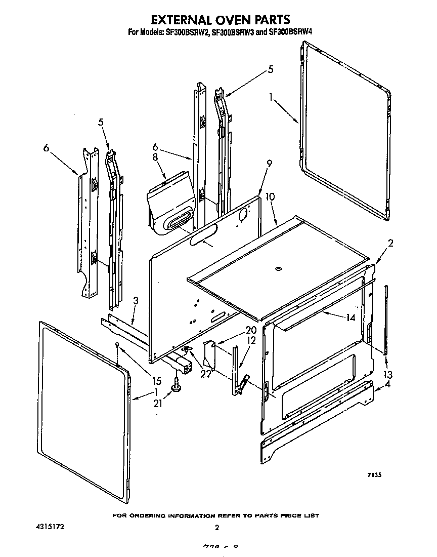 Whirlpool SF300BSRW3 external oven diagram
