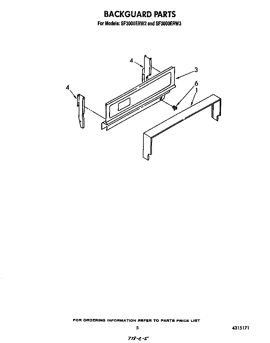 Whirlpool SF3000ERW2 backguard diagram