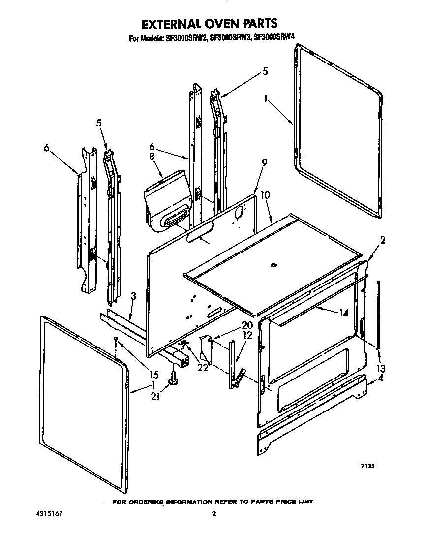 Whirlpool SF3000SRW4 external oven diagram