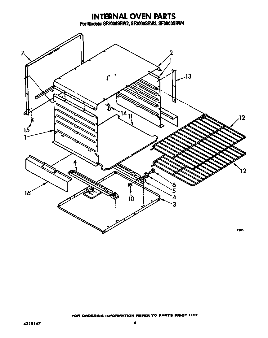 Whirlpool SF3000SRW4 internal oven diagram