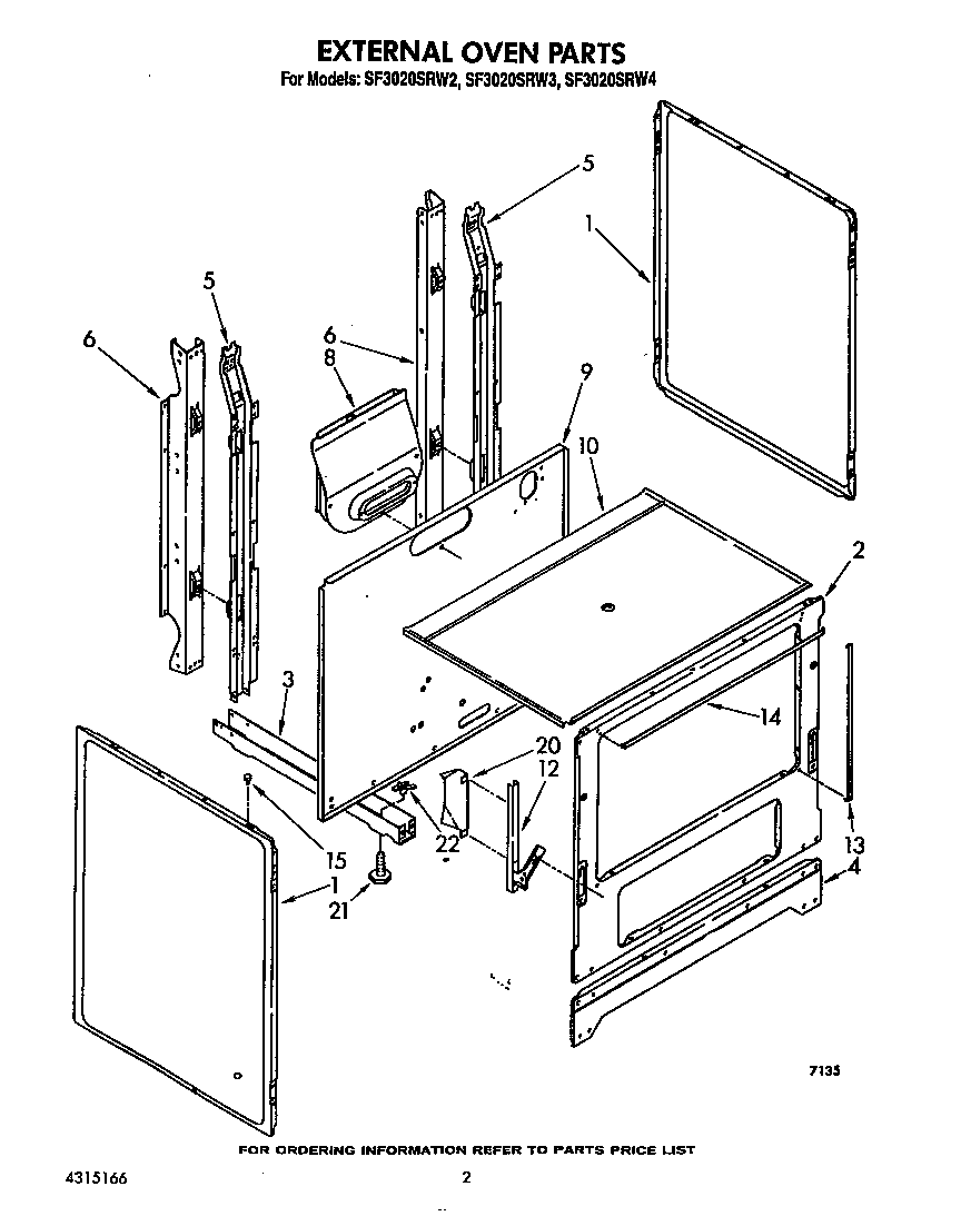 Whirlpool SF3020SRW4 external oven diagram