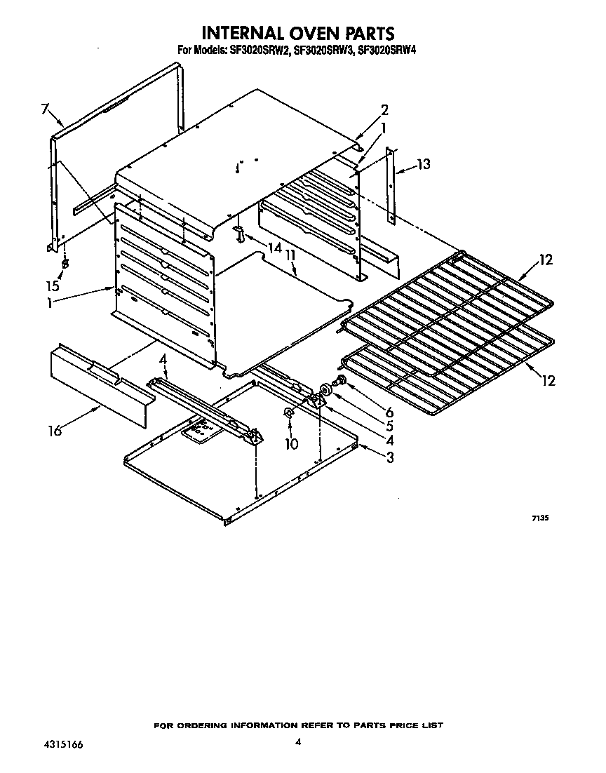 Whirlpool SF3020SRW4 internal oven diagram