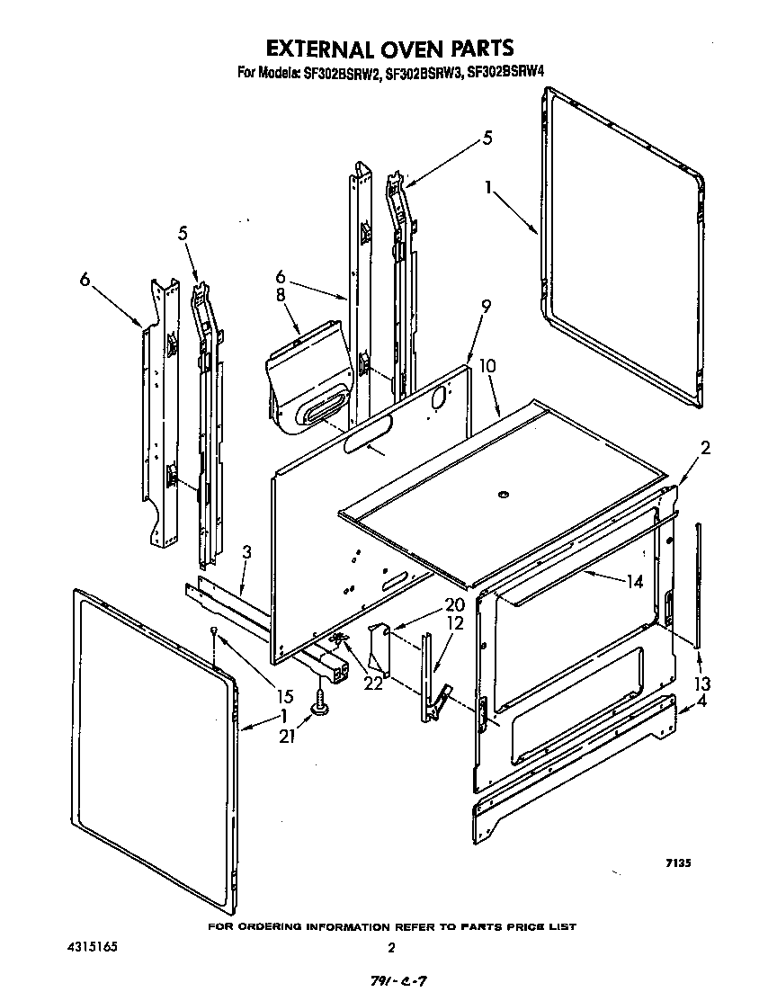 Whirlpool SF302BSRW2 external oven diagram
