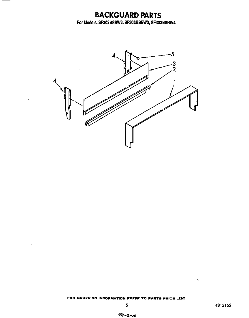 Whirlpool SF302BSRW2 backguard diagram