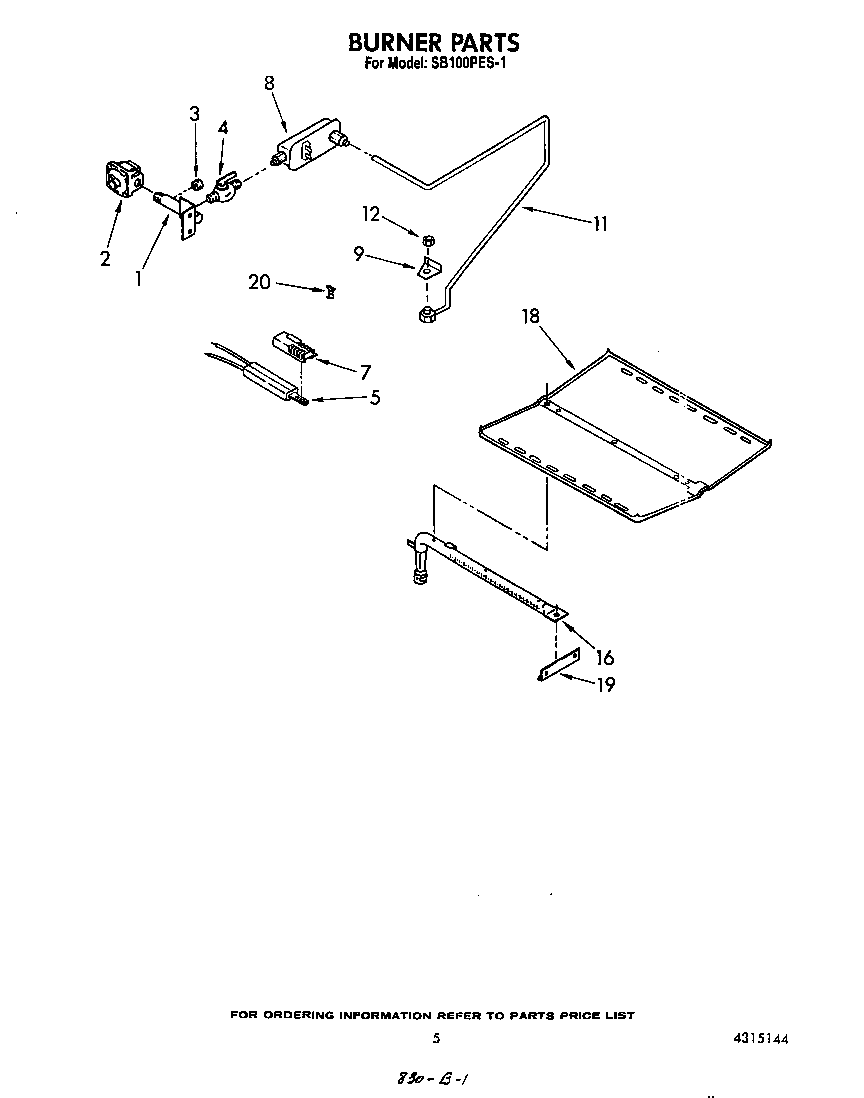 Whirlpool SB100PES1 burner diagram