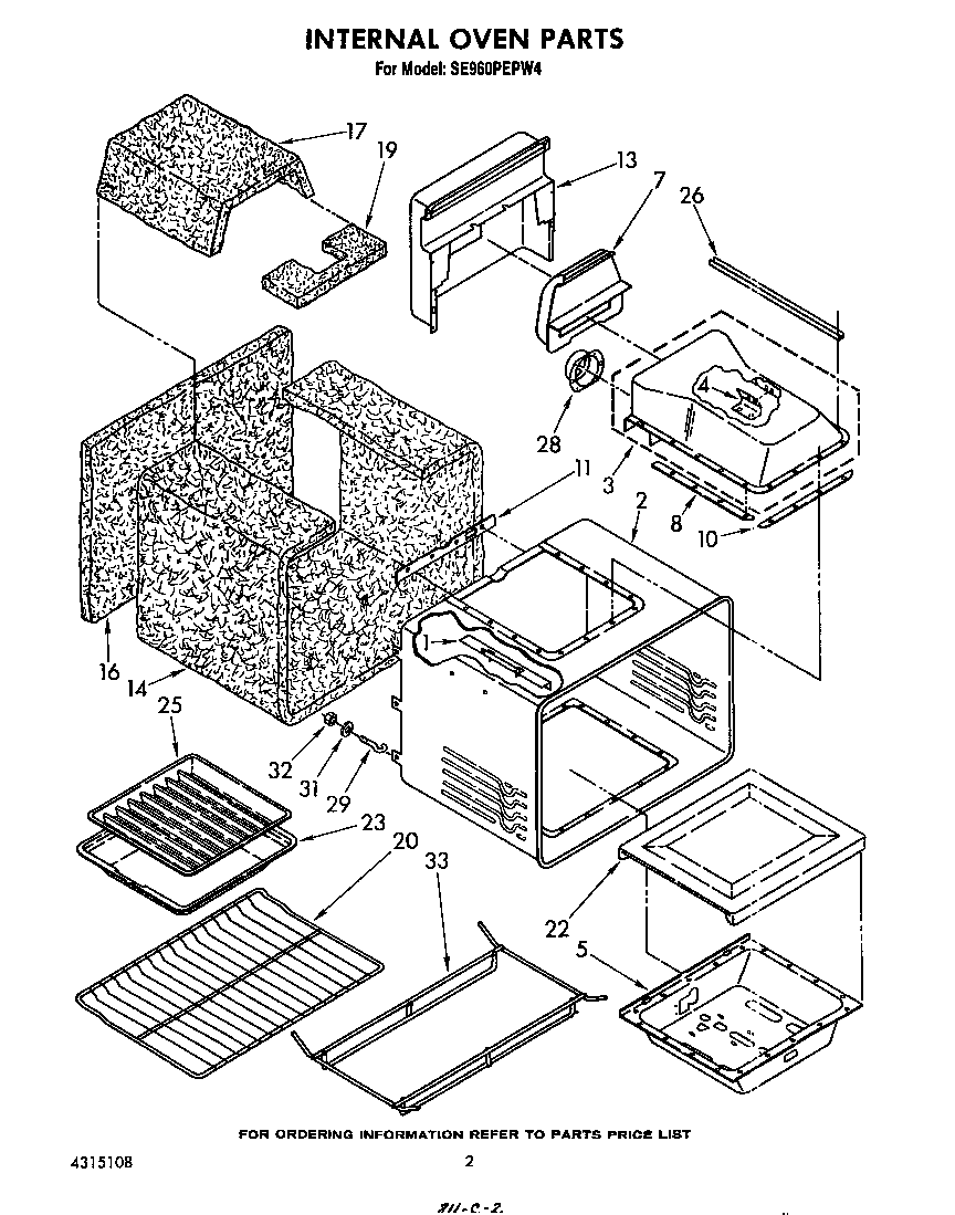 Whirlpool SE960PEPW4 internal oven diagram