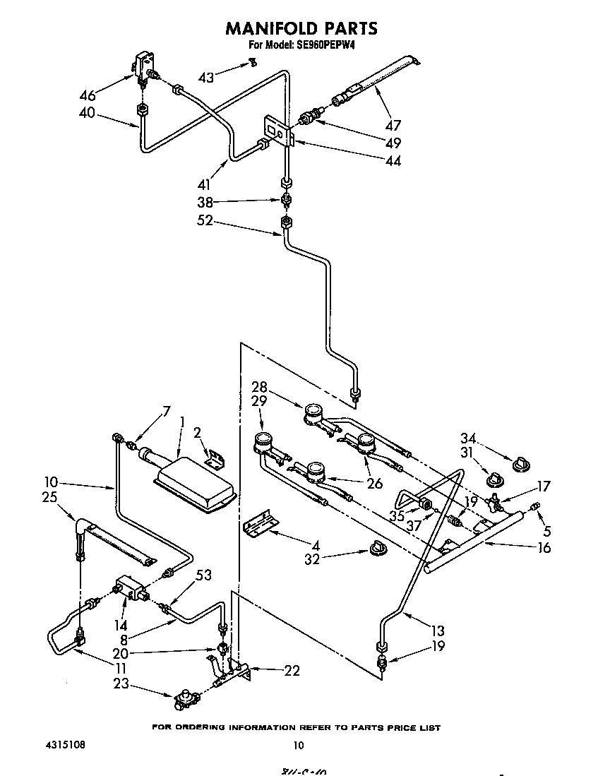 Whirlpool SE960PEPW4 manifold diagram