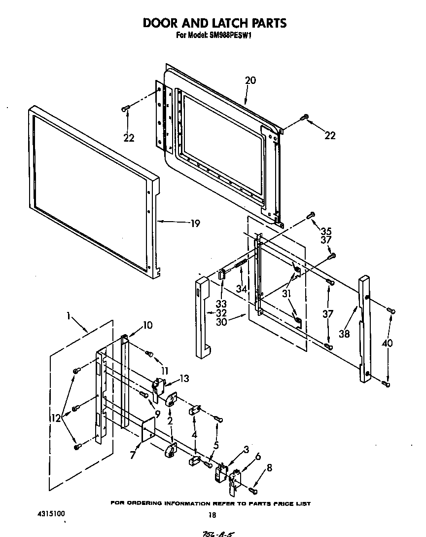 Whirlpool SM988PESW1 door and latch diagram