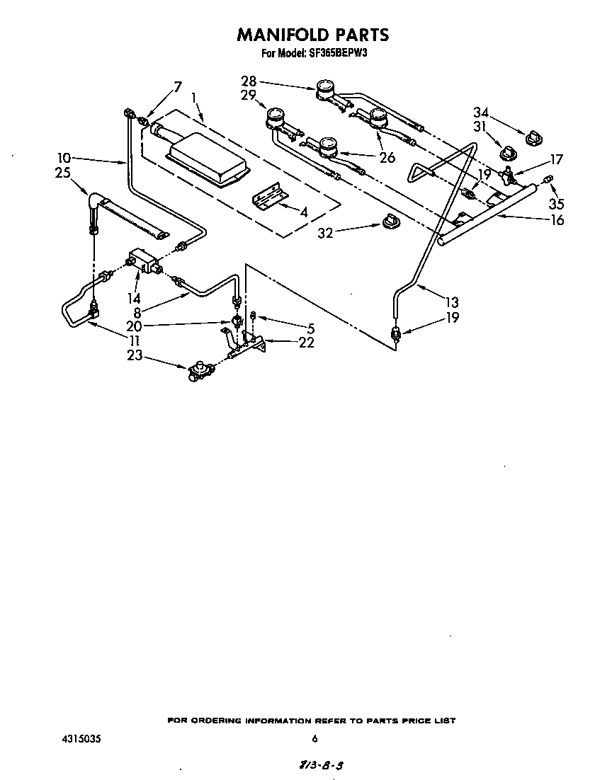 Whirlpool SF365BEPW3 manifold parts diagram
