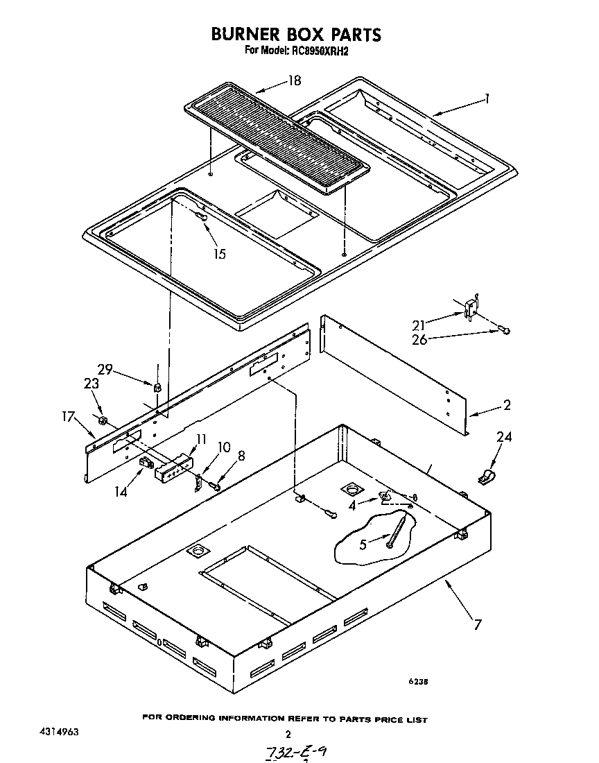Whirlpool RC8950XRH2 burner box diagram