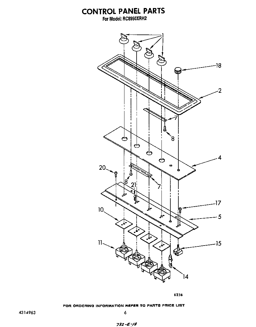 Whirlpool RC8950XRH2 control panel diagram