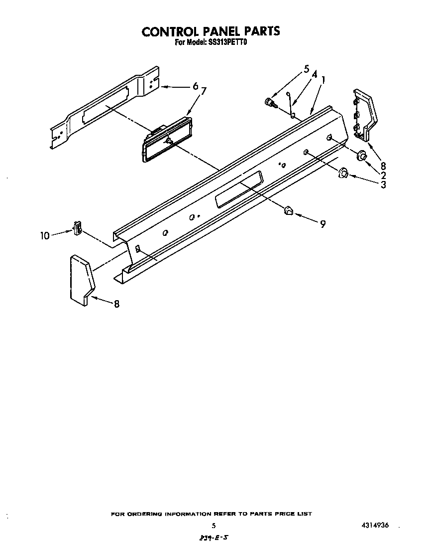 Whirlpool SS313PETT0 control panel diagram