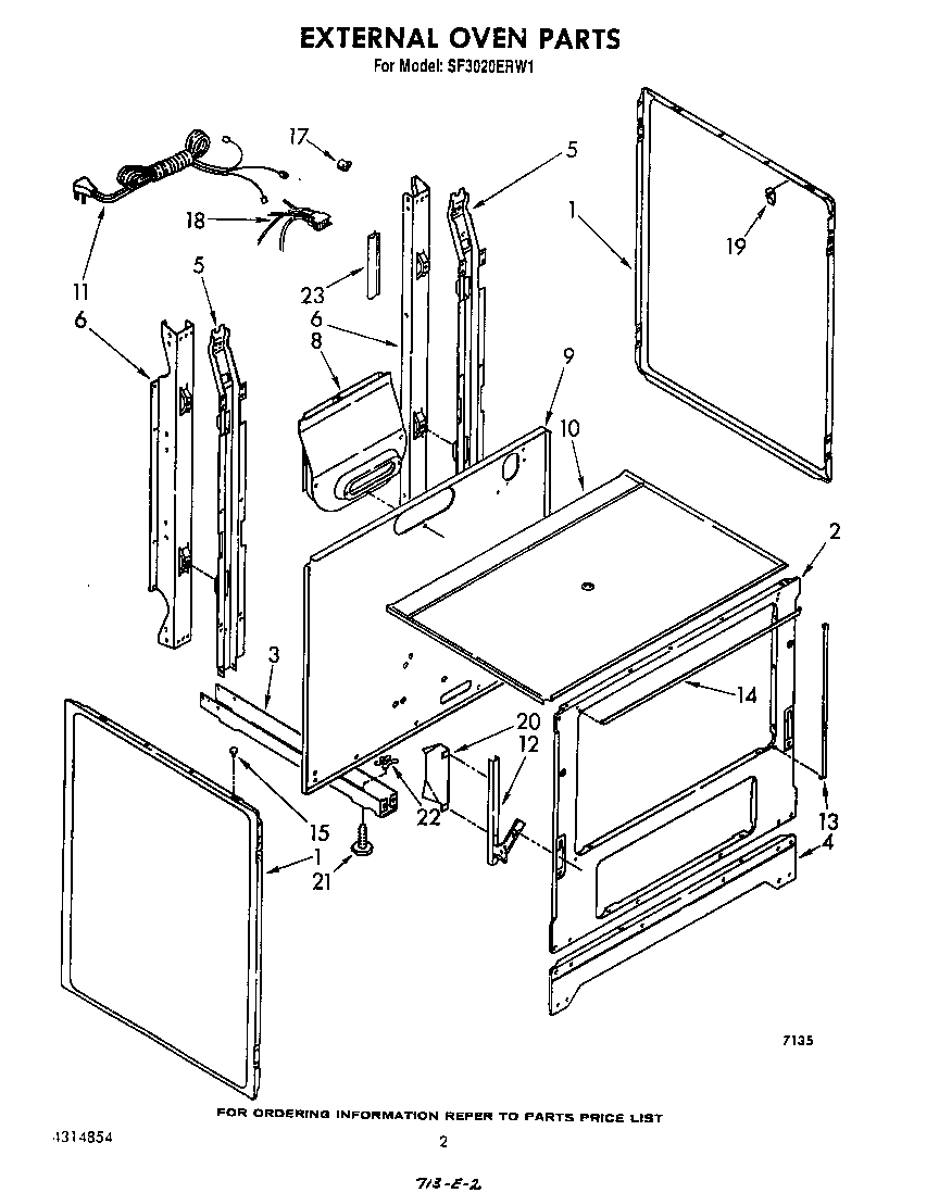 Whirlpool SF3020ERW1 external oven diagram